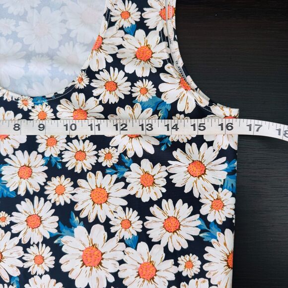 Elhoffer Tank Top Women Large Daisy Floral Buffy Crop Stretch Summer Spring Boho - Picture 7 of 9